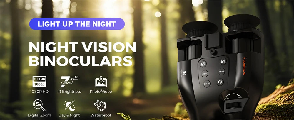 Digital Night Vision Binoculars 1080P Full HD Infrared Hunting Camera 300M 5X Optical For Total Darkness Surveillance