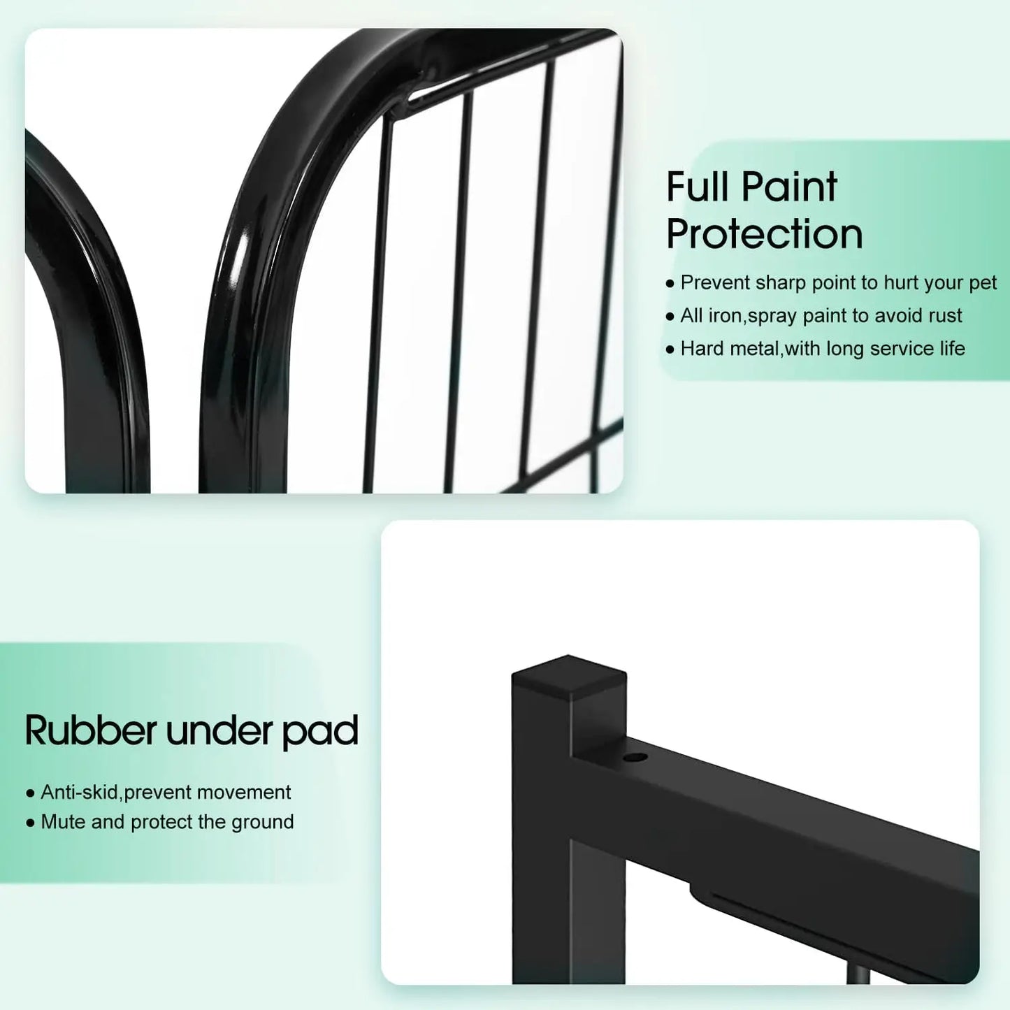 40 inch 16 Panels Metal Dog Pen Fence Outdoor Exercise  with Doors Camping Yard, Black