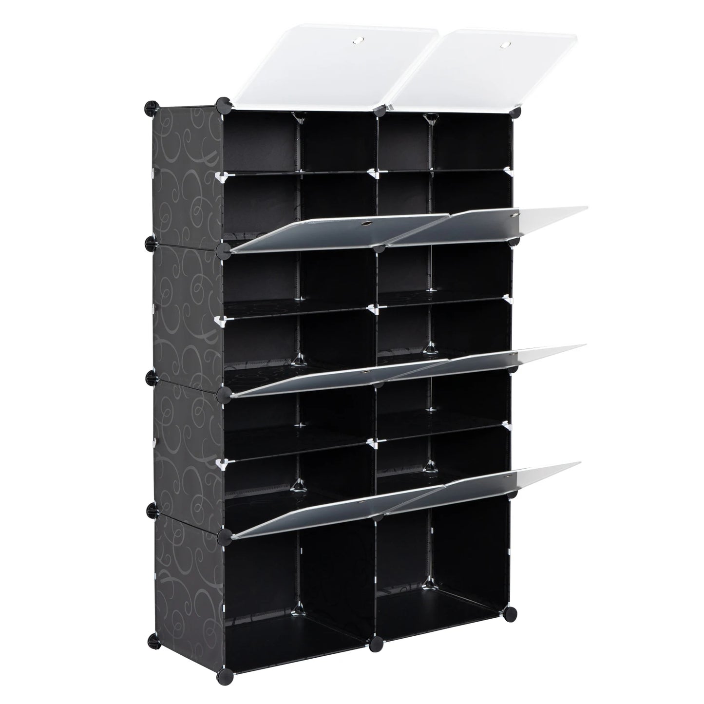 7-Tier Portable 28 Pair Shoe Rack Organizer 14 Grids Tower Shelf Storage Cabinet Stand Expandable for Heels, Boots