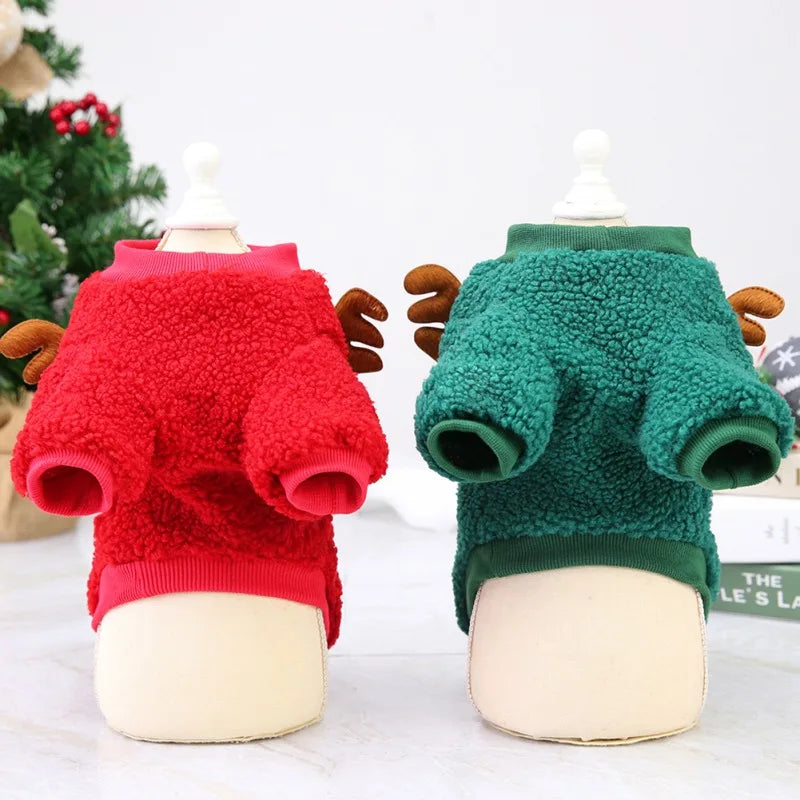 Christmas Pet Clothes Warm Fleece Dog Sweaters Winter Coats Clothing for Small Dogs