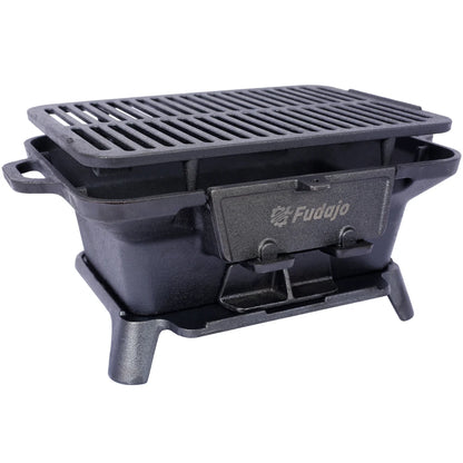 Cast Iron Grill, Portable Charcoal Grill 100% Cast Iron, Enameled, Durable