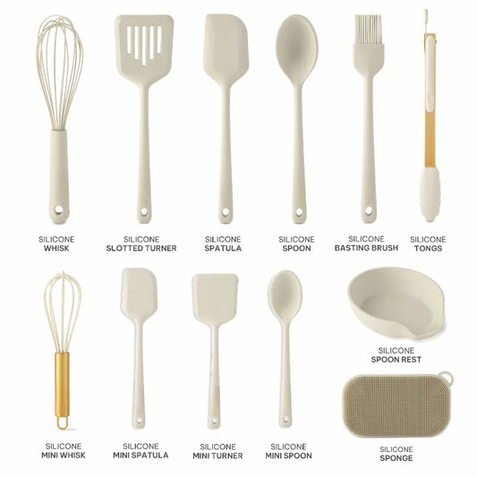 12-Piece Silicone Cooking Utensil Set, Durable and Stylish for Use with Non-Stick Cookware