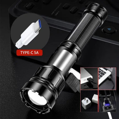 Portable High Power LED Flashlight Zoomable USB Rechargeable Waterproof Emergency Lamp