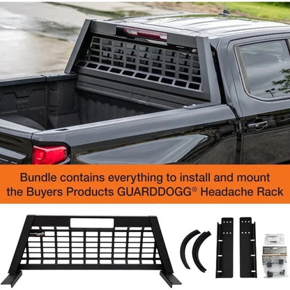 23.50" Matte Black Heavy-Duty Steel Pickup Truck Headache Rack Bundle w/Mounting Brackets,