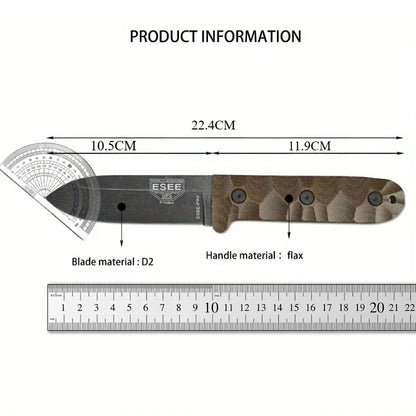 Straight Knife Hemp Handle Blade Outdoor Hunting Sharp Cutting Multi-functional Tactical Knives