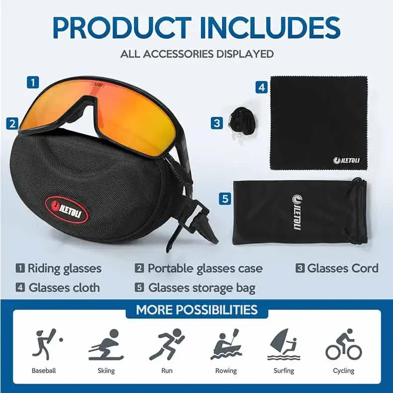 UV Protection Polarized  Cycling Glasses Windproof for Road Biking Anti-Fog Sports Sunglasses Men Women