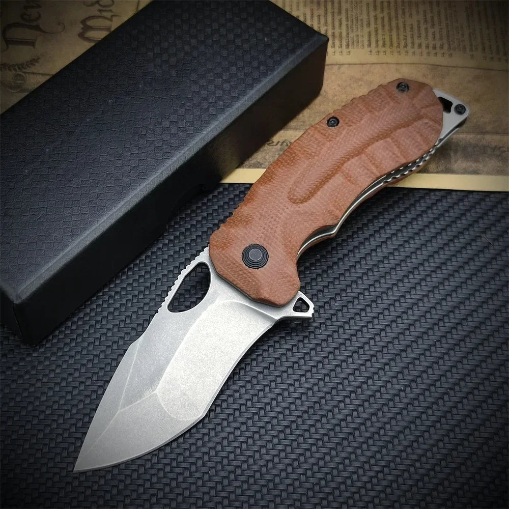 Pocket Knife  Linen Micarta Handle Outdoor Tactical Camping Hunting Survival Multi-tool Knife