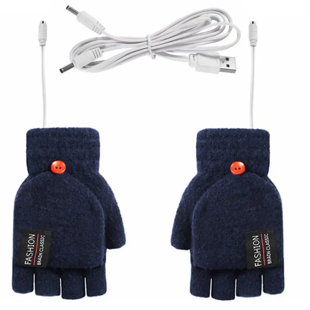 USB Electric Heated Gloves Touchscreen Double-Sided Heating Gloves Fingerless Hands Warmer
