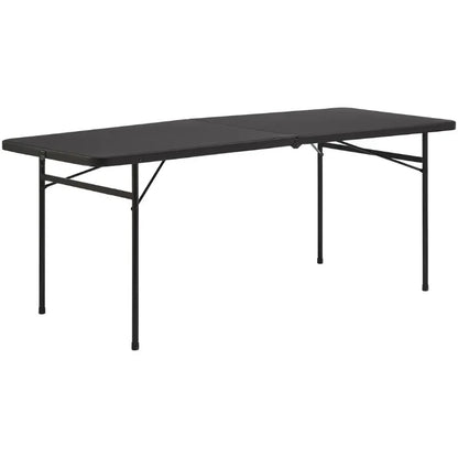 6 Foot Bi-Fold Plastic Folding Table Black Portable Table