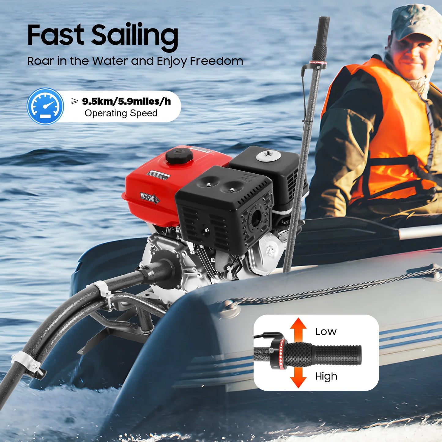 420cc Outboard Motor  9.0kW 3600rpm Four-stroke for Small Boats of 9.84-19.69ft