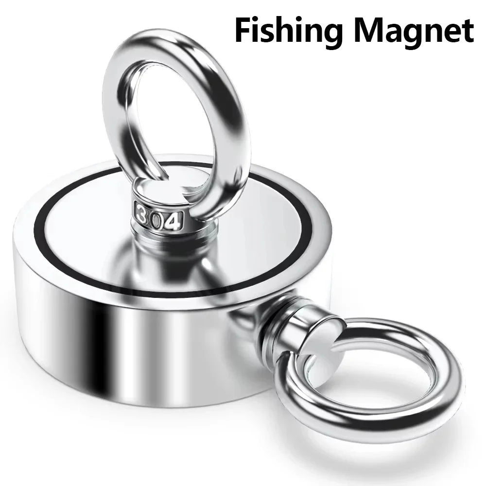 Strong Powerful Neodymium Magnet Double Side Salvage Search Magnet Hook Sea Fishing Holder Pulling Mounting Pot with Ring