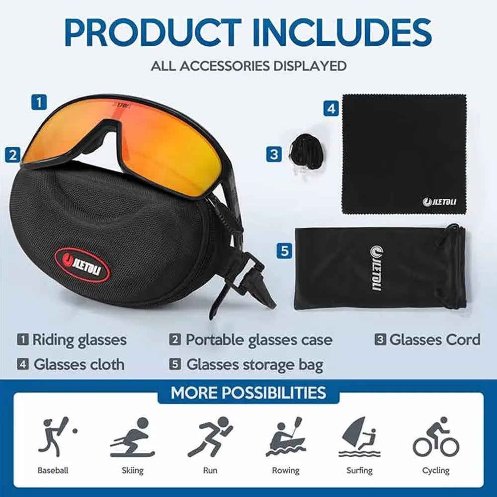 UV Protection Polarized  Cycling Glasses Windproof for Road Biking Anti-Fog Sports Sunglasses Men Women