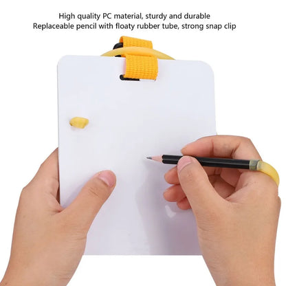 Underwater Writing Slate Board with Swivel Clip and Pencil for Water Sports Diving Swimming
