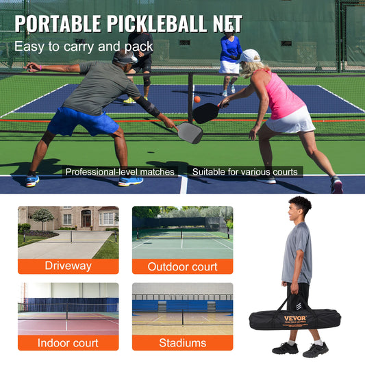 Portable Pickleball 22FT Full Court Official Regulation Size Nets Outdoor with Court Line