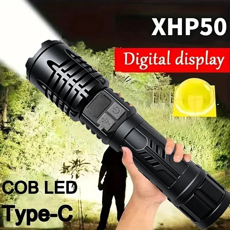 High Lumen Waterproof Tactical Flashlight - 5 Modes, Rechargeable, Durable Camping, Emergency