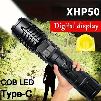High Lumen Waterproof Tactical Flashlight - 5 Modes, Rechargeable, Durable Camping, Emergency