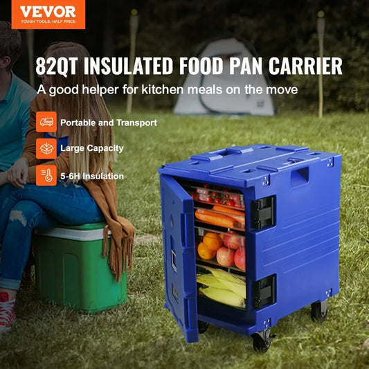 Insulated Food Pan Carrier 82 Qt Hot Box for Catering One Piece Buckle Front Loading Food Warmer