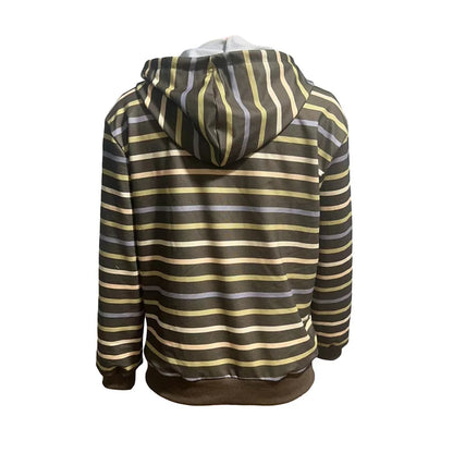 Women Zip Up Drawstring Hoodie Casual Striped Long Sleeve Sweatshirt Jacket