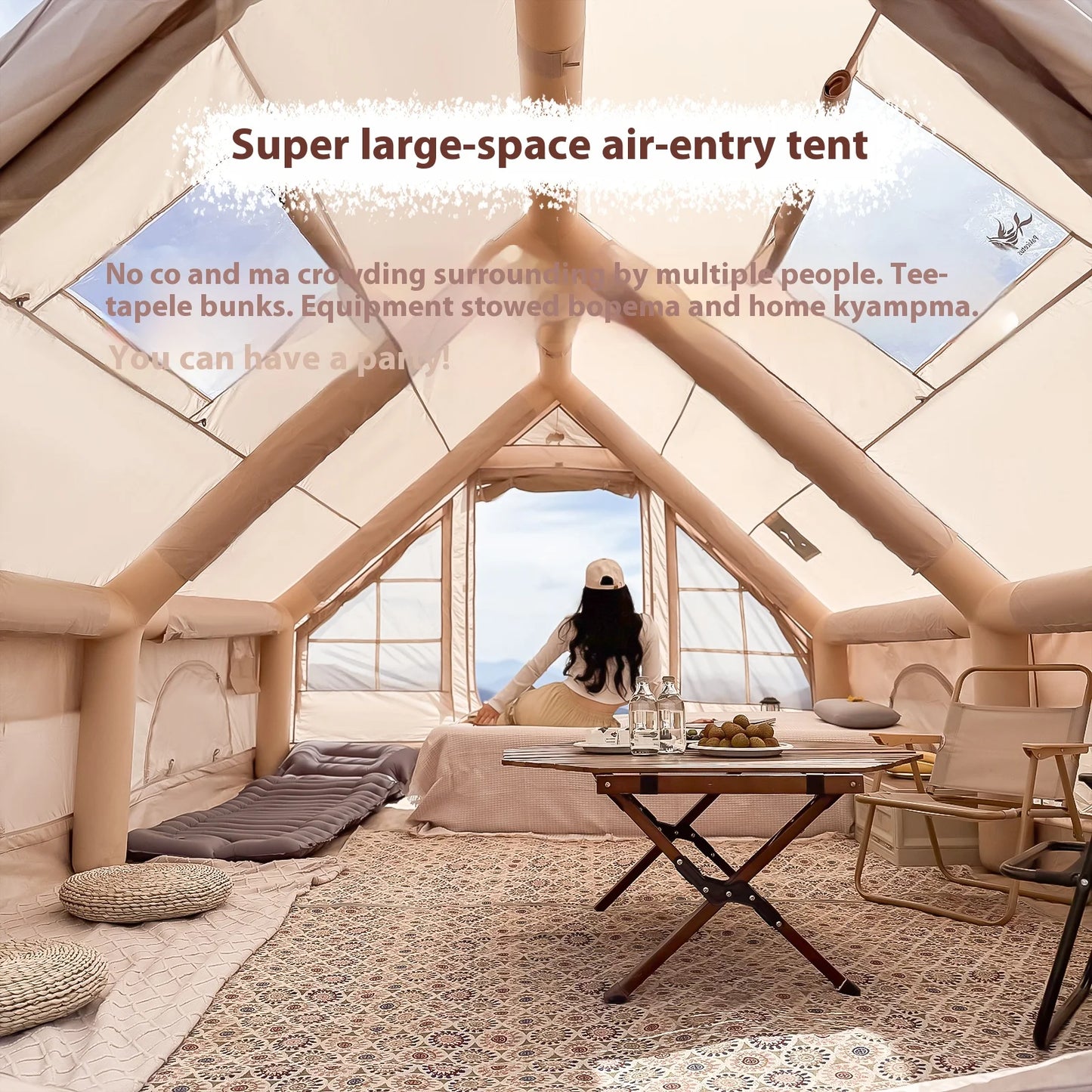 Inflatable Tents, Luxury Camping Tents, With Stove Plug, 4/6/8 Person Family