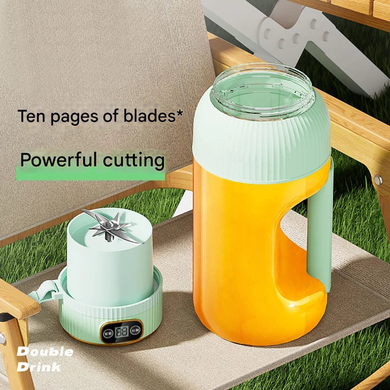 Eco-Friendly 40oz Portable Juicer with Dual Lids, USB-C Rechargeable, Includes Silicone Straw - Perfect for On-the-Go Fresh Juic