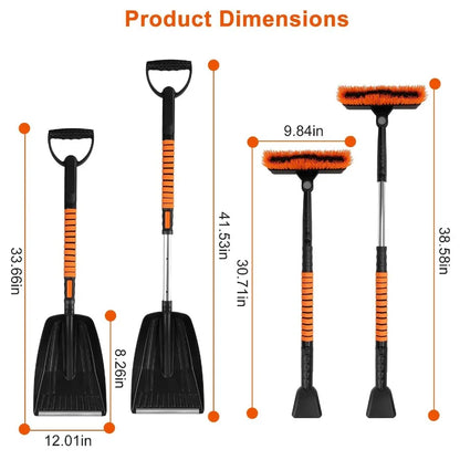5 in 1 Detachable Snow Remover Kits Extendable Ice Scraper Snow Shovel 180 Adjustable Snow Brush  for Car Windshield Roof