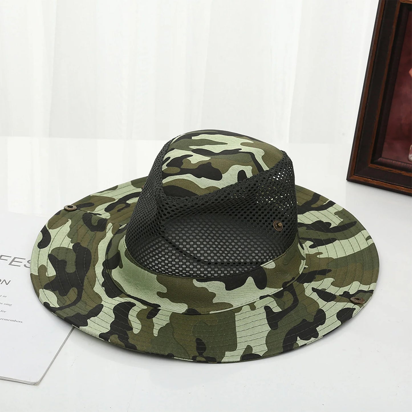 Outdoor Trendy Fisherman Hat Drawstring Design Breathable Summer Hats for Fishing Camping Traveling