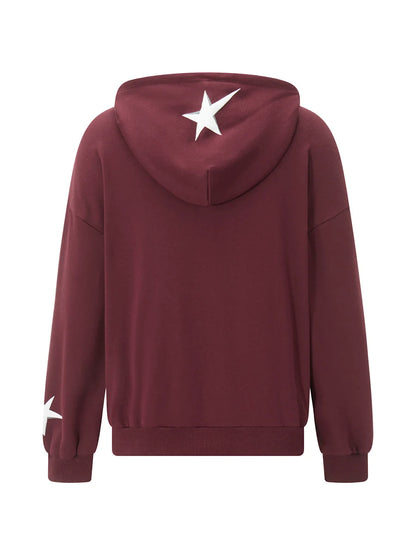 Women Vintage Sweatshirt Grunge Star Print Loose Fit Hooded Tops Autumn Long Sleeve Oversized Shirt