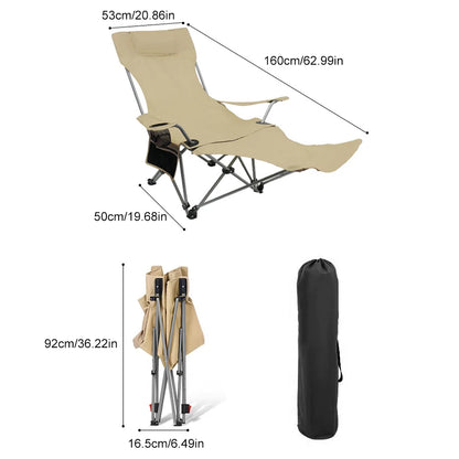 Lazy Reclining Chair with Pillow & Cup Holder & Side Pocket Lightweight Beach Chair Adjustable Backrest for Fishing Travel