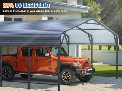 20x20/20x30/20x40FT Metal Carport with Enhanced Base Outdoor Heavy Duty Galvanized Car Shelter