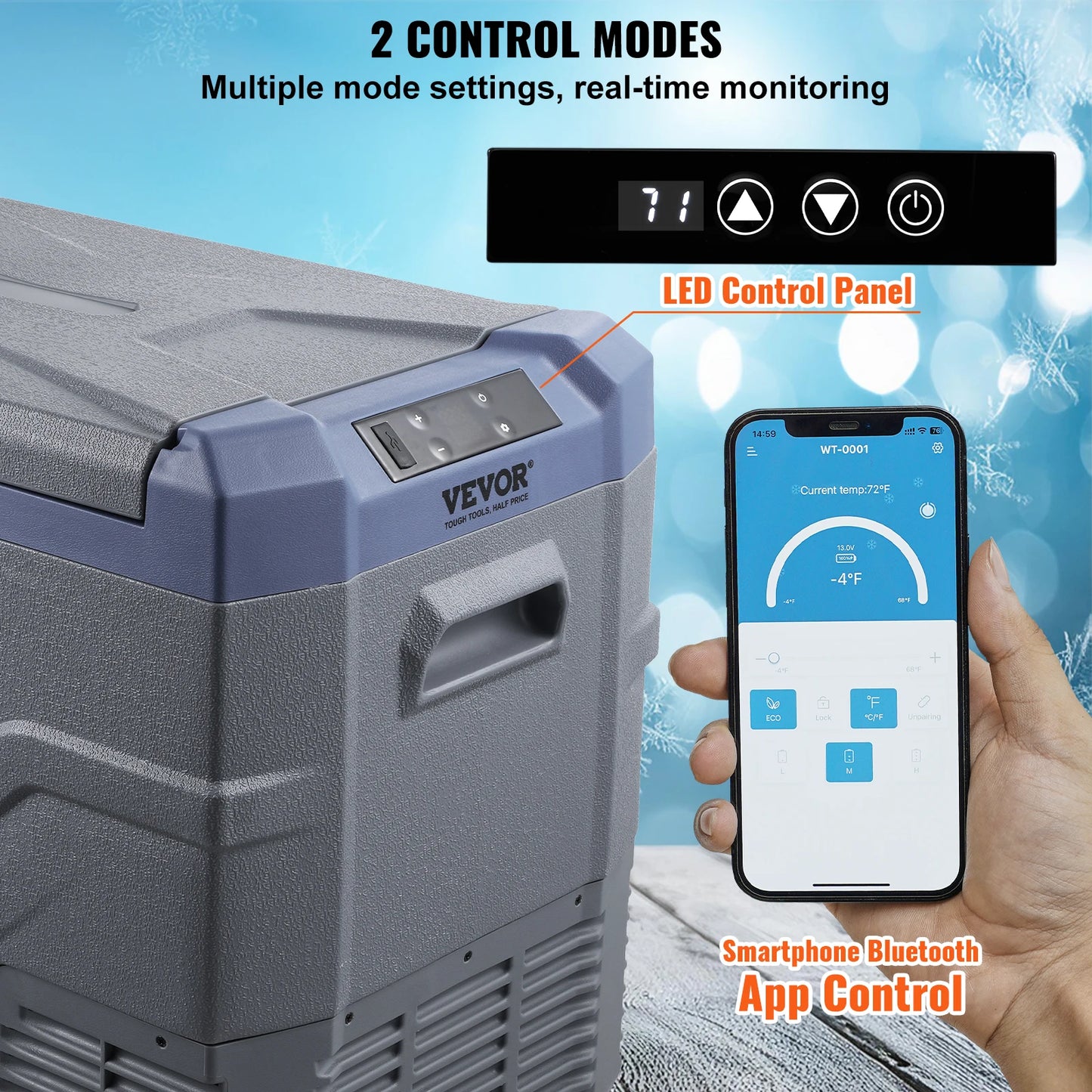 Car Refrigerator Portable Freezer&Built-in Light Compressor Cooler for Outdoor Camping