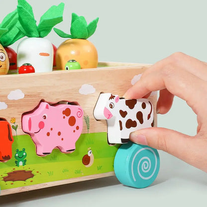 Wooden Shape Assortment Matching Children Toys Animals Game Cart Building Blocks Kids Christmas Gifts