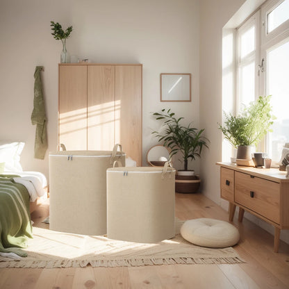 110/140L Clothes Storage Bag Foldable, with Zipper and Reinforced Handles for Clothing Comforter Blanket Bedding