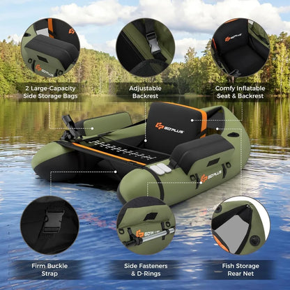 Inflatable Float Tube,  Pump,Storage Bag,Adjustable Straps,  350LBS Load Capacity