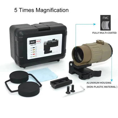Sight Fixed 3X 5X Magnifier Scope With Switch to Side Quick Detachable QD Mount