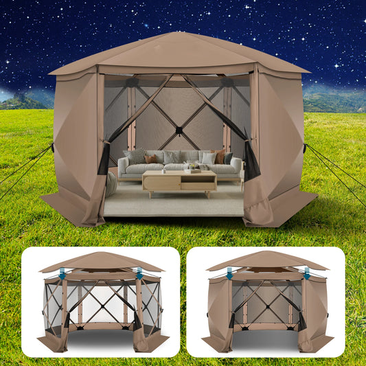 Pop up Gazebo Screen Tent for Camping, 12x12 Removable Roof, Outdoor Screened 5 walls