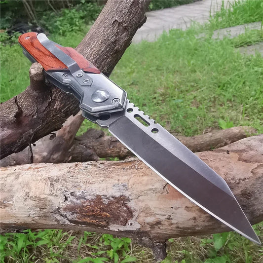 Compact Outdoor Survival Knife with 8CR15MOV Steel for Hunting, Camping