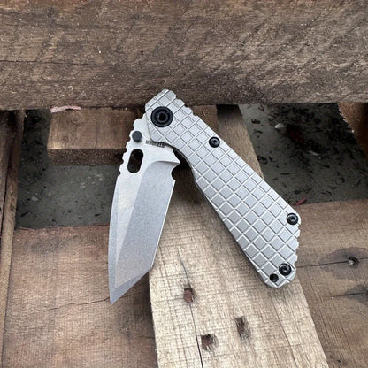 Folding Knife  Steel Blade Titanium Alloy Handle Outdoor Camping Hunting Knife