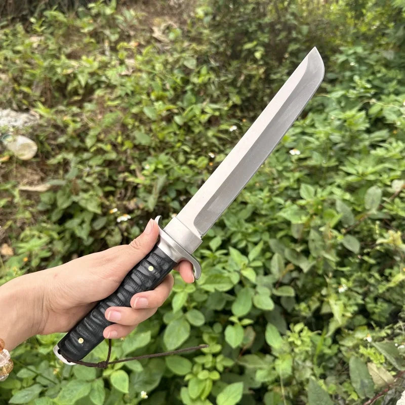 High hardness Large straight knife outdoor camping Portable tactical