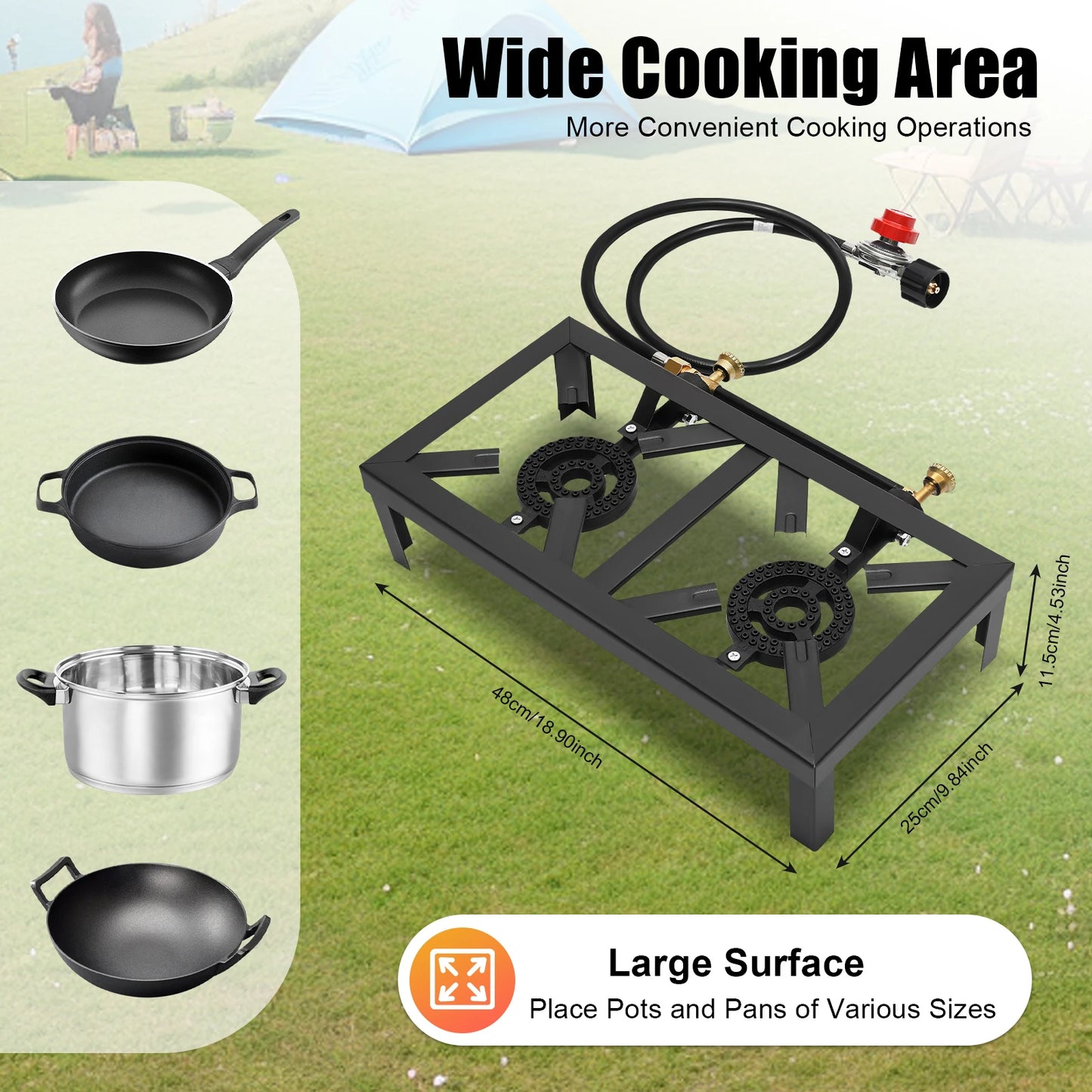 Double Burner Propane Stove Portable Gas Stove