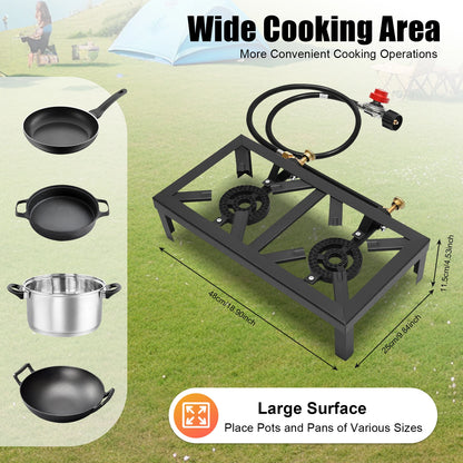Double Burner Propane Stove Portable Gas Stove