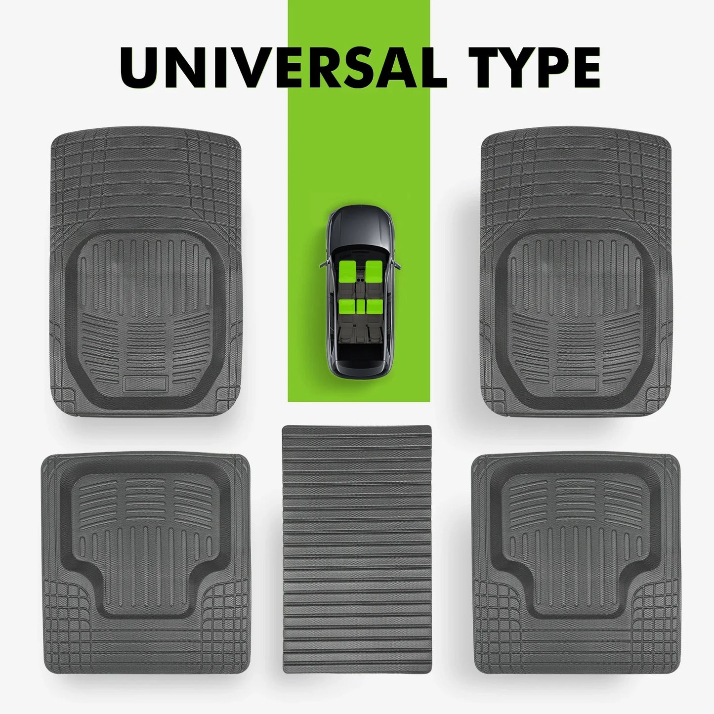 5pcs Universal Auto Car Floor Mats All-Weather Waterproof Tray Mat Interior Accessories