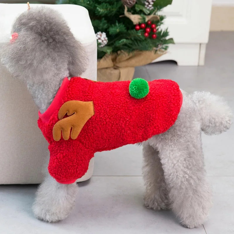 Christmas Pet Clothes Warm Fleece Dog Sweaters Winter Coats Clothing for Small Dogs