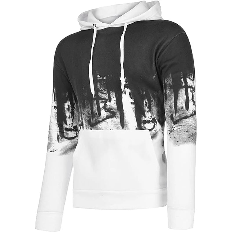 Men s  Hood Sweatshirt 3D Printed Long Sleeve Loose Hoodies with Kangaroo Pocket