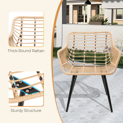 5 Piece Patio Furniture Set, Outdoor Wicker All-Weather PE Rattan Chairs with Ottoman & table