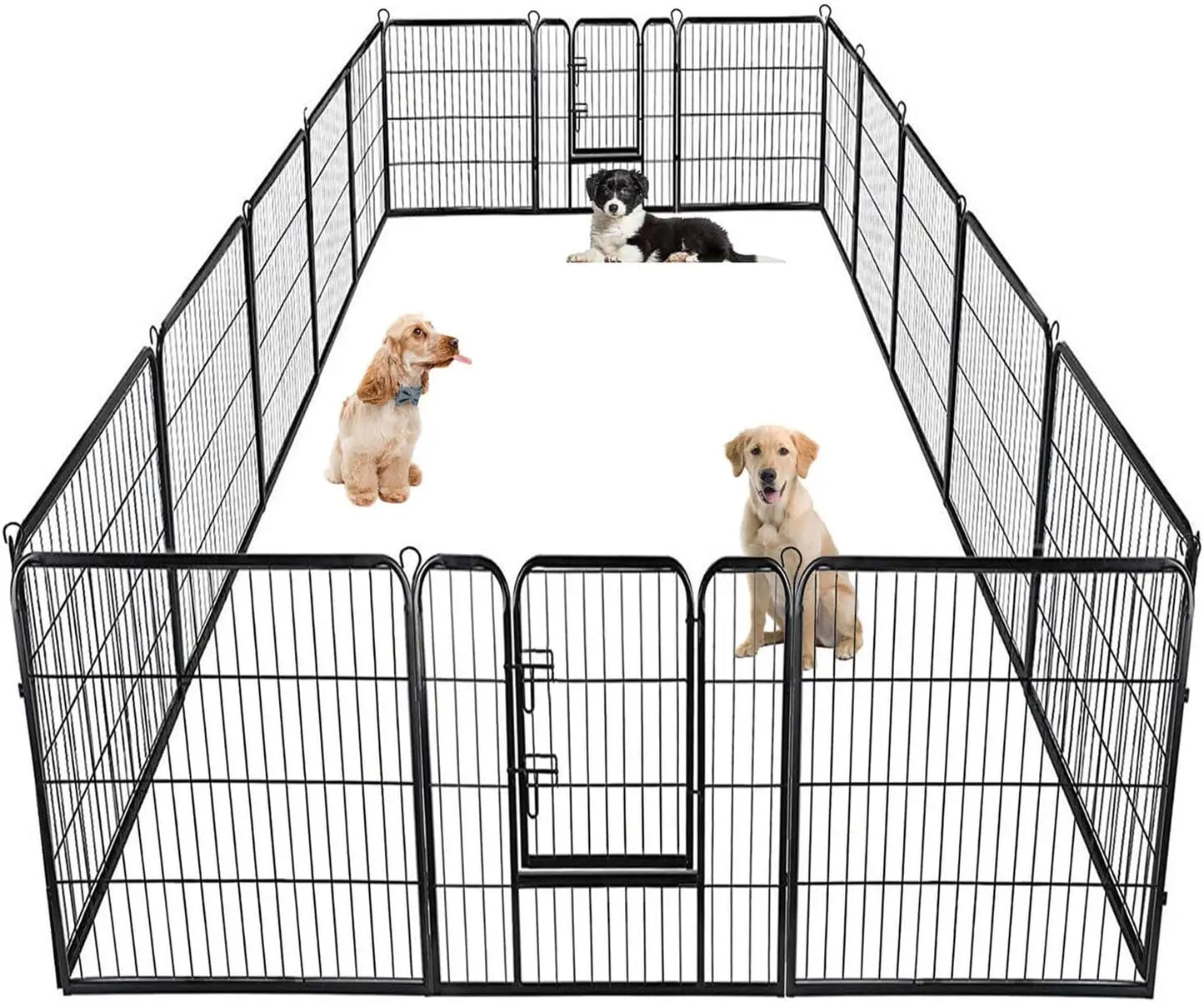 40 inch 16 Panels Metal Dog Pen Fence Outdoor Exercise  with Doors Camping Yard, Black