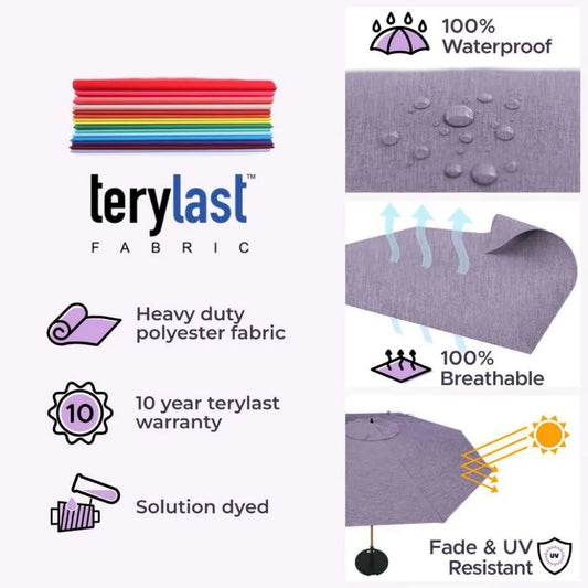 8 Ft. Patio Umbrella Polyester Fabric - Fiberglass Ribs, Auto-Tilt Aluminum Frame