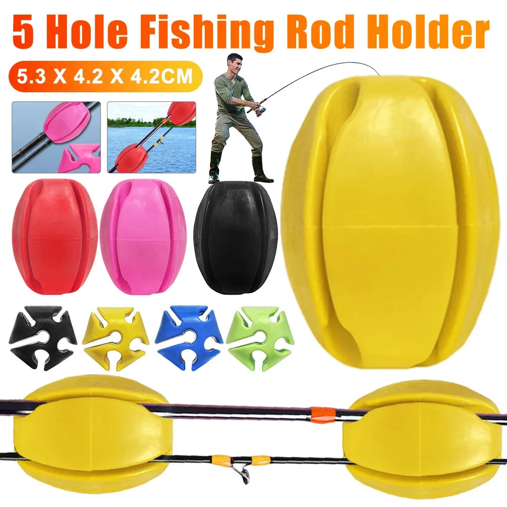 3pcs Silicone Fishing Rod Holder Ball Straps 5 Hole Lightweight Fishing Tackle Ties