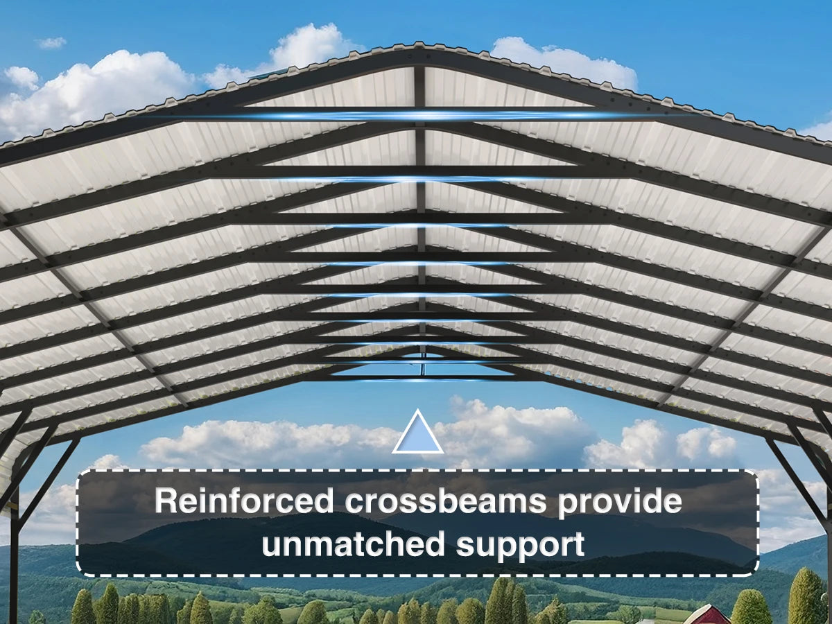 20x20/20x30/20x40FT Metal Carport with Enhanced Base Outdoor Heavy Duty Galvanized Car Shelter