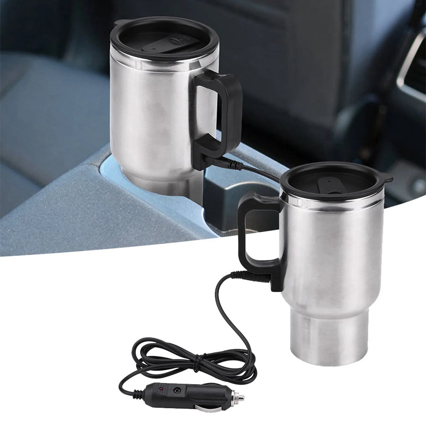 Electric Coffee Mug Water Kettle 12V  Stainless Steel Travel Heating Car Cup Mug
