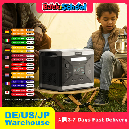 Portable Power Station Battery with 2400W (4800W Peak) AC Output Solar Generator